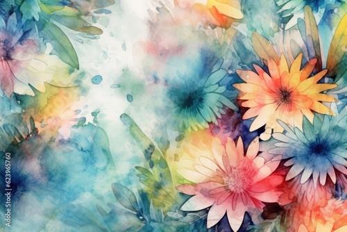 Illustration of Abstract art background watercolor flowers, Generative AI © tonstock