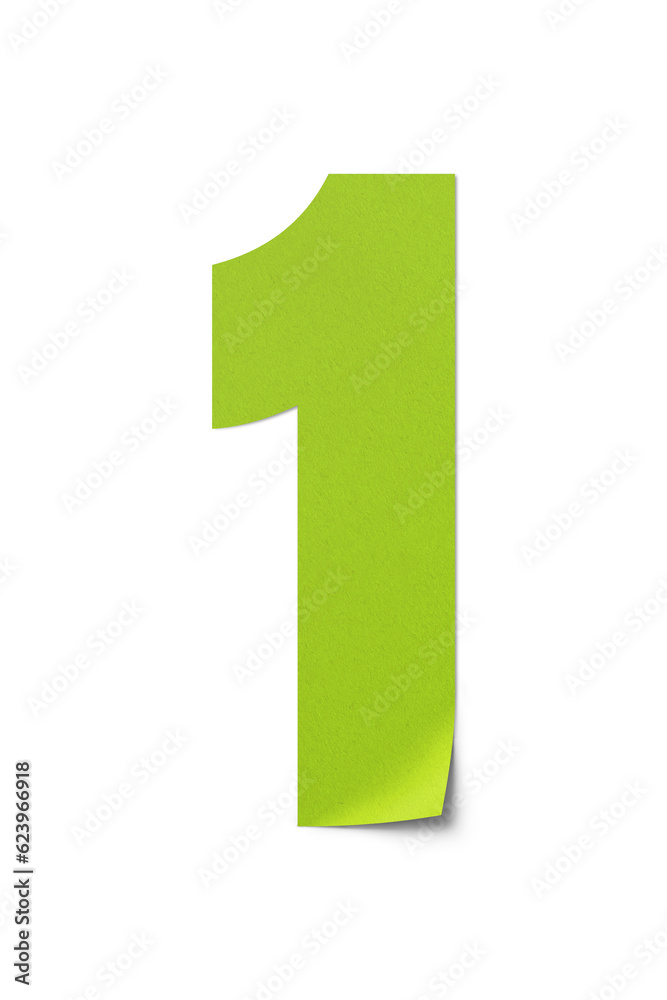 number cut paper 1 green isolated on transparent background number cut paper 1 green isolated on transparent background
