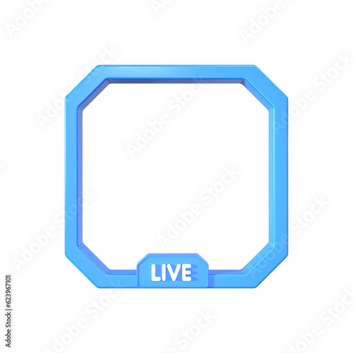 3d rendering Circle profile 3d frame Colorful glossy for live streaming on social media webinar 