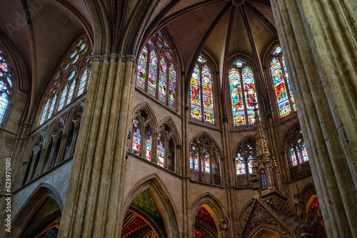 Beautiful architecture of the medieval cathedral of the tourist town of Bayonne in France.