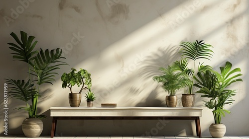 Tropical plant sunlight background, Generative AI