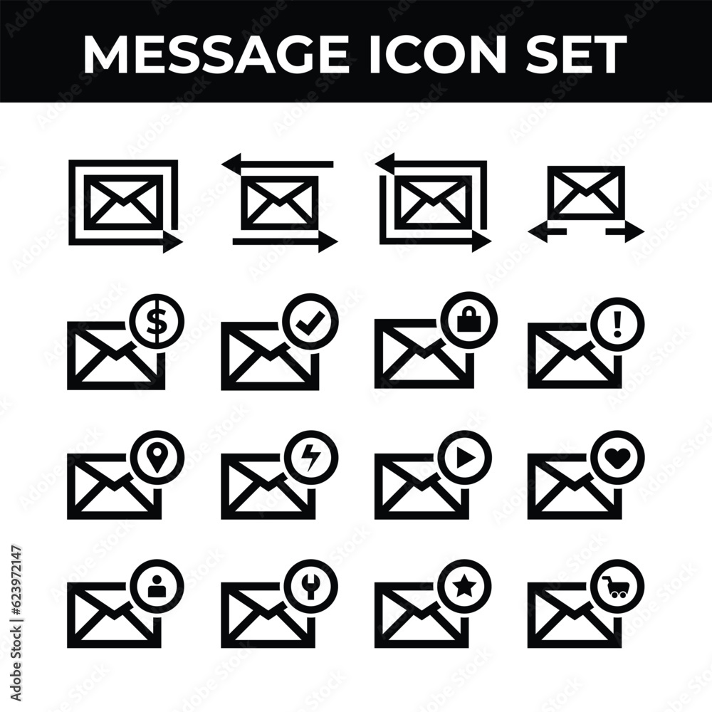 Message Notification Icon Set Collection Design Message Notification Icon Set Collection Design