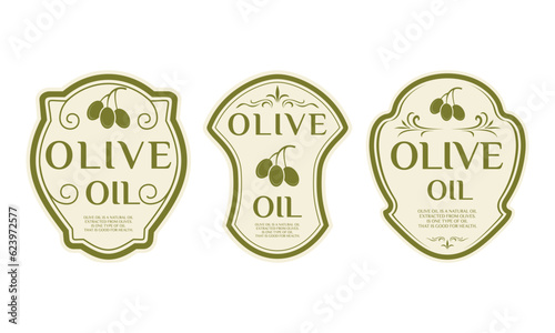 olive oil label vector design, with fresh olives icon. Perfect for health or care product labels