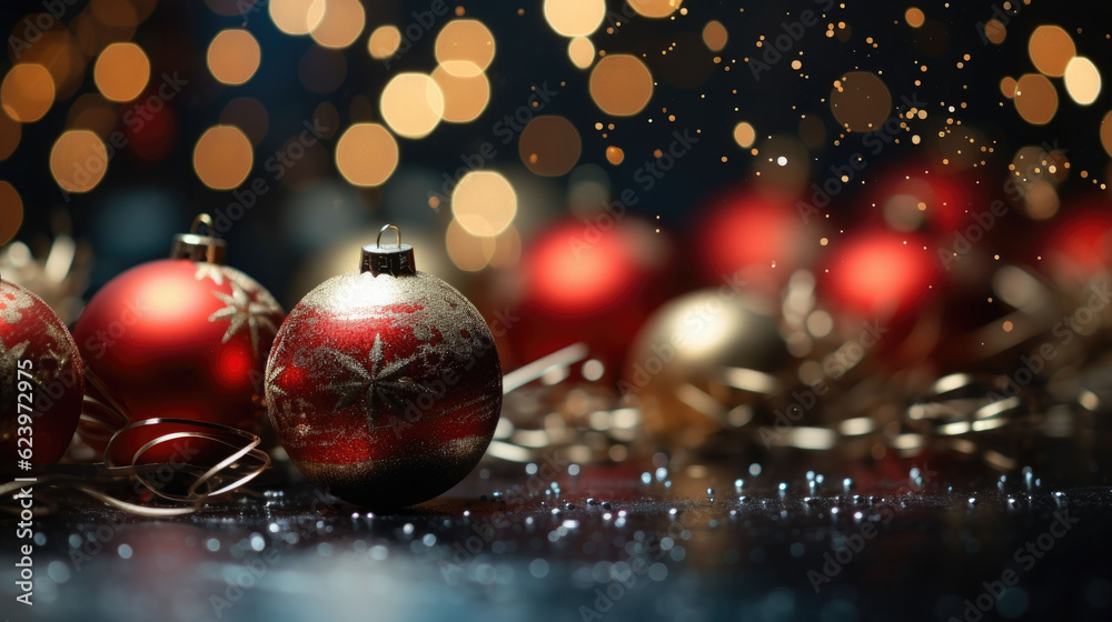 Red balls and bokeh motion blur Christmas day Red balls and bokeh motion blur Christmas day