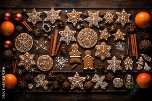 Homemade Christmas Gingerbread Cookies Christmas holiday concept © EmmaStock