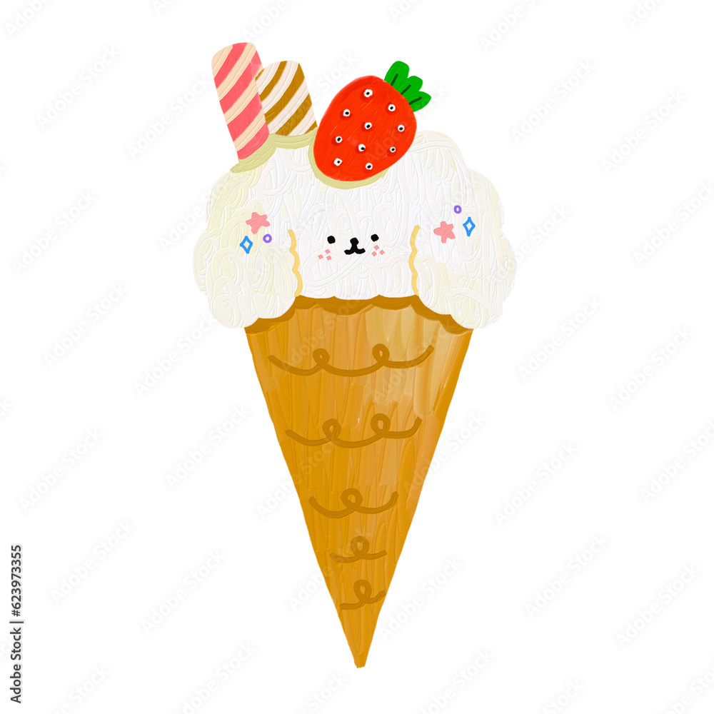 Colorful ice cream character sweet dirk delicious