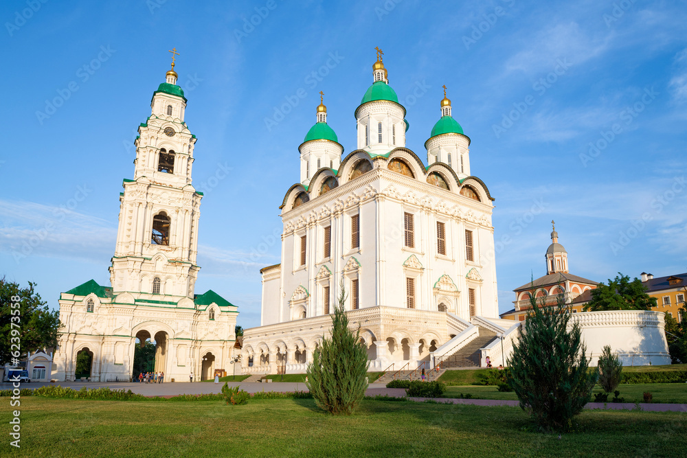 Fototapeta premium View of the ancient Assumption Cathedral on a sunny June evening. Astrakhan Kremlin
