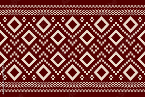 Red traditional ethnic pattern paisley flower Ikat background abstract Aztec African Indonesian Indian seamless pattern for fabric print cloth dress carpet curtains and sarong