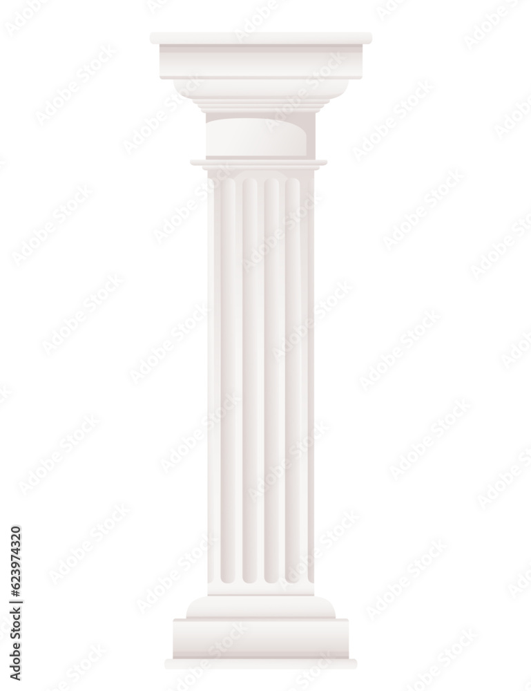 Fototapeta premium White ancient style column classic architecture design vector illustration isolated on white background