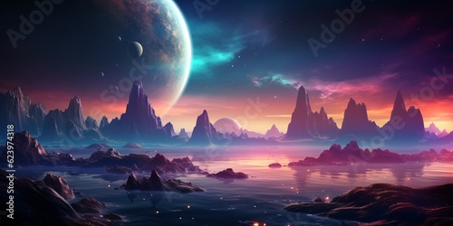 Realistic Abstract Planets and Space Background  Cosmic Artistic Vision