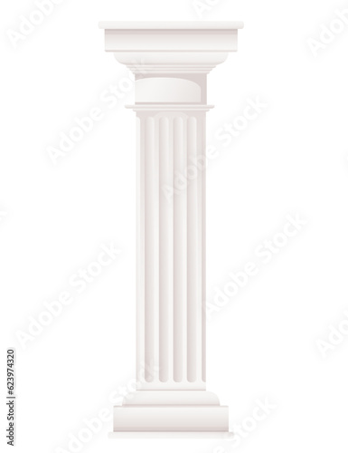 White ancient style column classic architecture design vector illustration isolated on white background