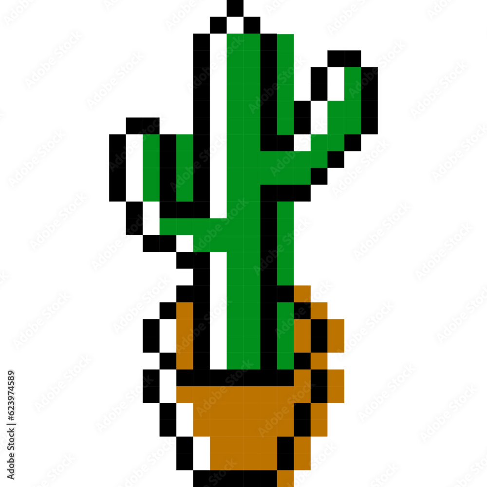 Fototapeta premium cactus cartoon icon in pixel style