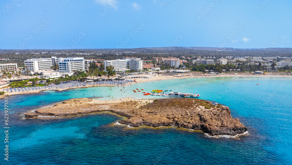 Nissi summer beach with turquoise water in Ayia Napa, Cyprus, Europe