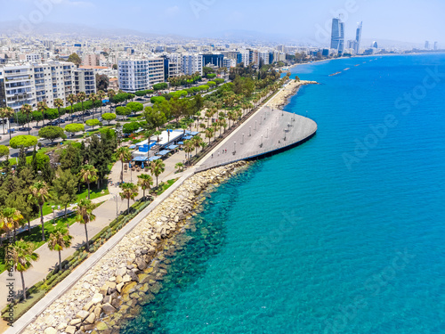 Coastline and promenade in Limassol, Cyprus, Europe, Mediterranean Sea