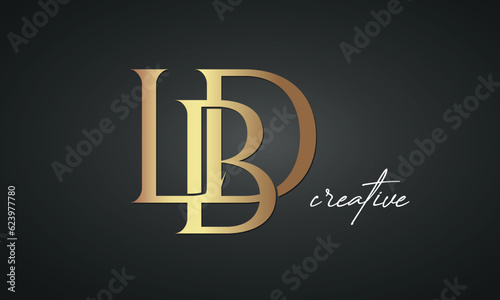 luxury letters LBD golden logo icon premium monogram, creative royal logo design	