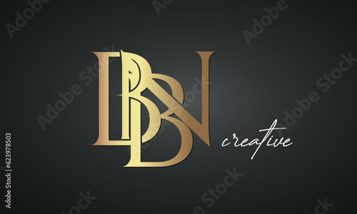 luxury letters BBN golden logo icon premium monogram, creative royal logo design	 photo