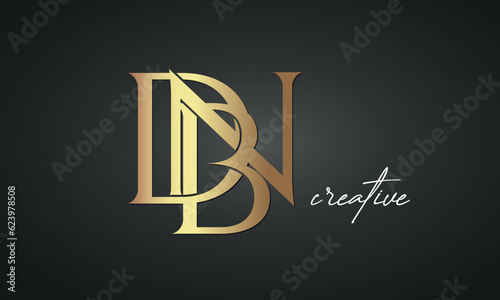 luxury letters DBN golden logo icon premium monogram, creative royal logo design	 photo