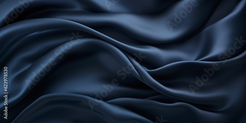 Realistic View from Above: Dark Blue Silk Fabric Background