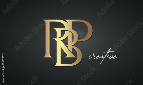 luxury letters RBP golden logo icon premium monogram, creative royal logo design	 photo