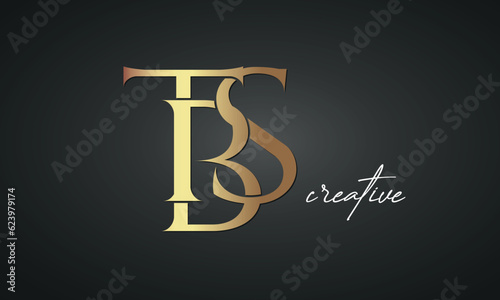 luxury letters TBS golden logo icon premium monogram, creative royal logo design	