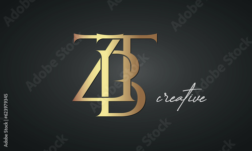 luxury letters ZBT golden logo icon premium monogram, creative royal logo design	 photo