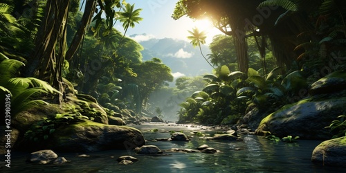Realistic View from Above: Deep Tropical Jungles Teeming with Life