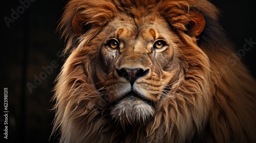 African male lion head portrait looking into camera