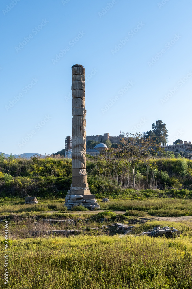 Remains of The Temple of Artemis or Artemision, aka the Temple of Diana located in Ephesus, Selcuk, Turkey