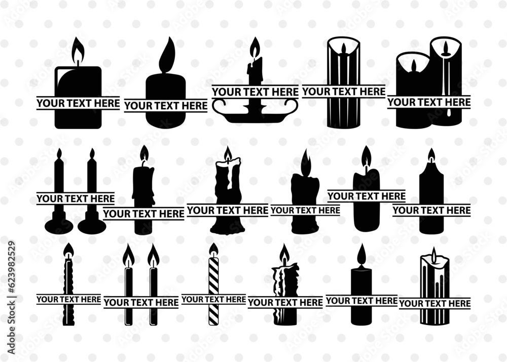 Vetor de Candle Split Monogram, Candle SVG, Birthday Candle Svg, Melted