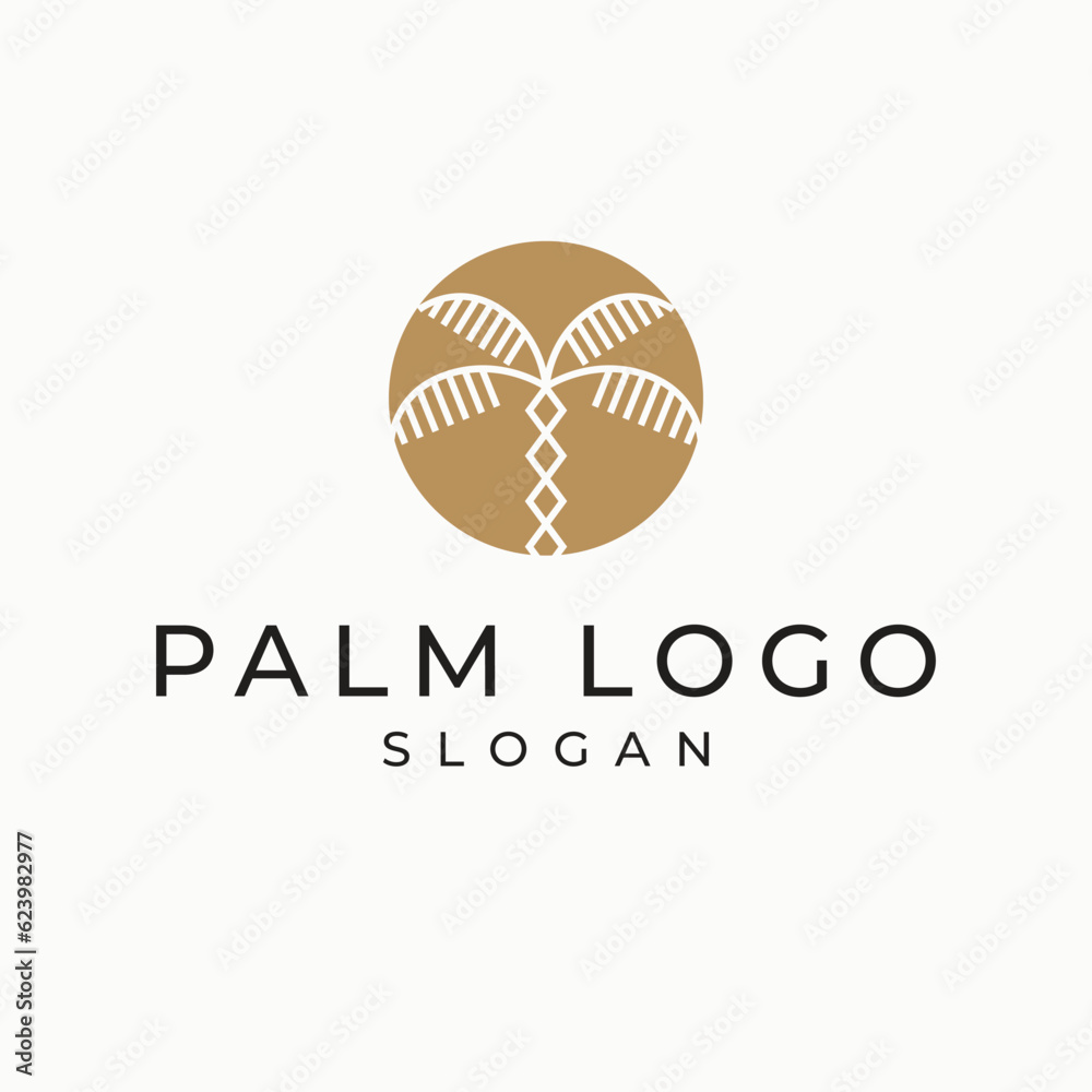 Palm logo vector design. Geometric bohemian tropical logo template.