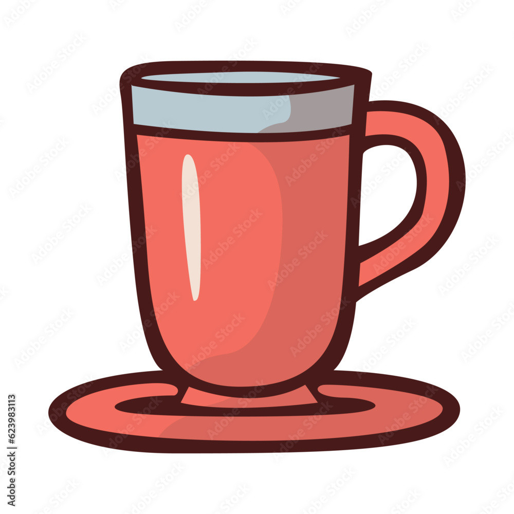 Cup of coffee or tea vector icon design. Colorful flat icon.