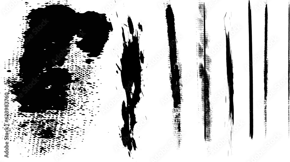 Grunge Paint stripe - Vector brush Stroke, Hand Drawn Grunge Brush vector, Set of Hand Drawn Grunge Brush Smears, Black vector brush strokes collection. Black paint spots vector for design