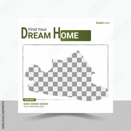 Modern Real Estate Social Media Post Design Template.
