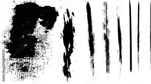 Grunge Paint stripe - Vector brush Stroke, Hand Drawn Grunge Brush vector, Set of Hand Drawn Grunge Brush Smears, Black vector brush strokes collection. Black paint spots vector for design