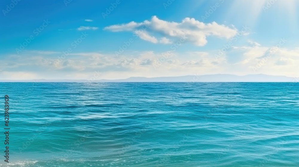 Sunlit Ocean Scenery. Generative AI