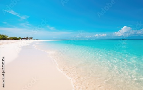 Beautiful beach with white sand and turquoise water  Generative AI