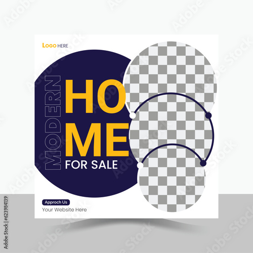 Modern Real Estate Social Media Post Design Template.