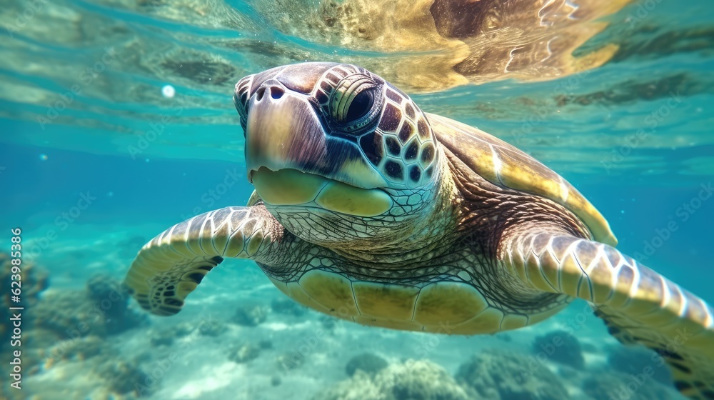 turtle life underwater sea world, Generative AI turtle life underwater sea world, Generative AI