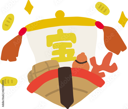 シンプルにデフォルメした宝船のイラスト