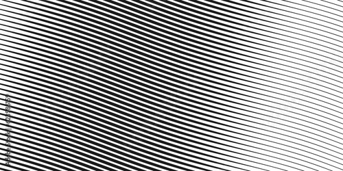 Diagonal lines halftone effect. Abstract black and white background with curve lines and waves. Banner.