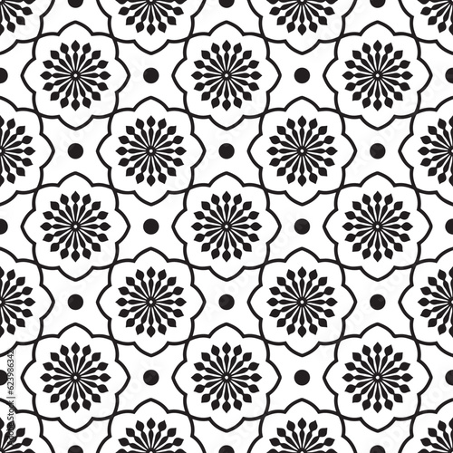ceramic tile pattern, Porcelain decorative Chinese background design, black and white floral decor vector illustration, beautiful ceiling backdrop damask and baroque style