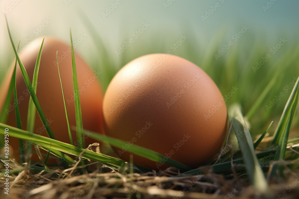 Eggs in the grass, shallow depth of field, soft focus Eggs in the grass, shallow depth of field, soft focus
