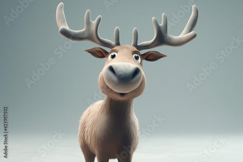 3d rendering of a reindeer on a gray background.