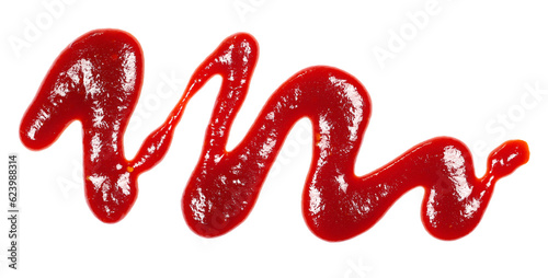 Chipotle Salsa flavour sauce with smoked bell pepper, spilled isolated on white, top view
