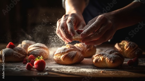 delicately sprinkles powdered