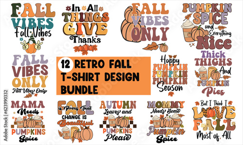 Retro Fall T-Shirt Design Bundle
