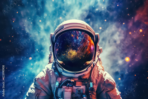 Canvas Print Astronaut spaceman do spacewalk while working for space station in outer space