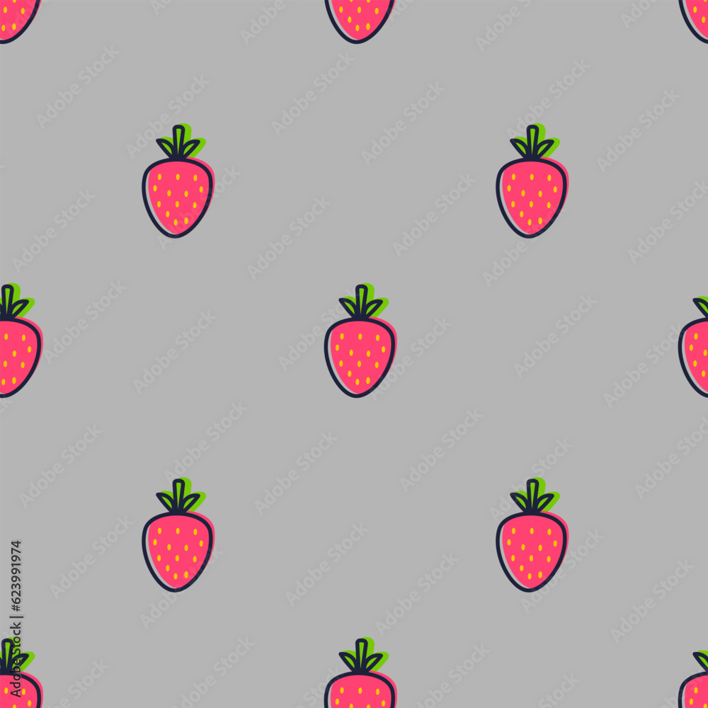 Strawberry hand drawn seamless pattern on grey background for typography, textiles. Vector illustration. Strawberry hand drawn seamless pattern on grey background for typography, textiles. Vector illustration.