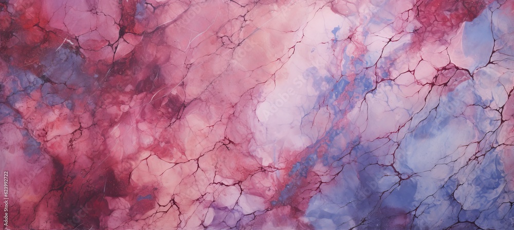 Naklejka premium Watercolor pink blue grunge marble background. Generative AI technology.