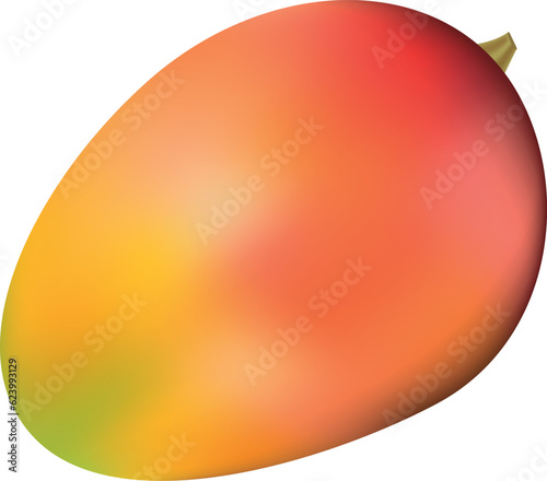 ripe golden red mango on transparent background